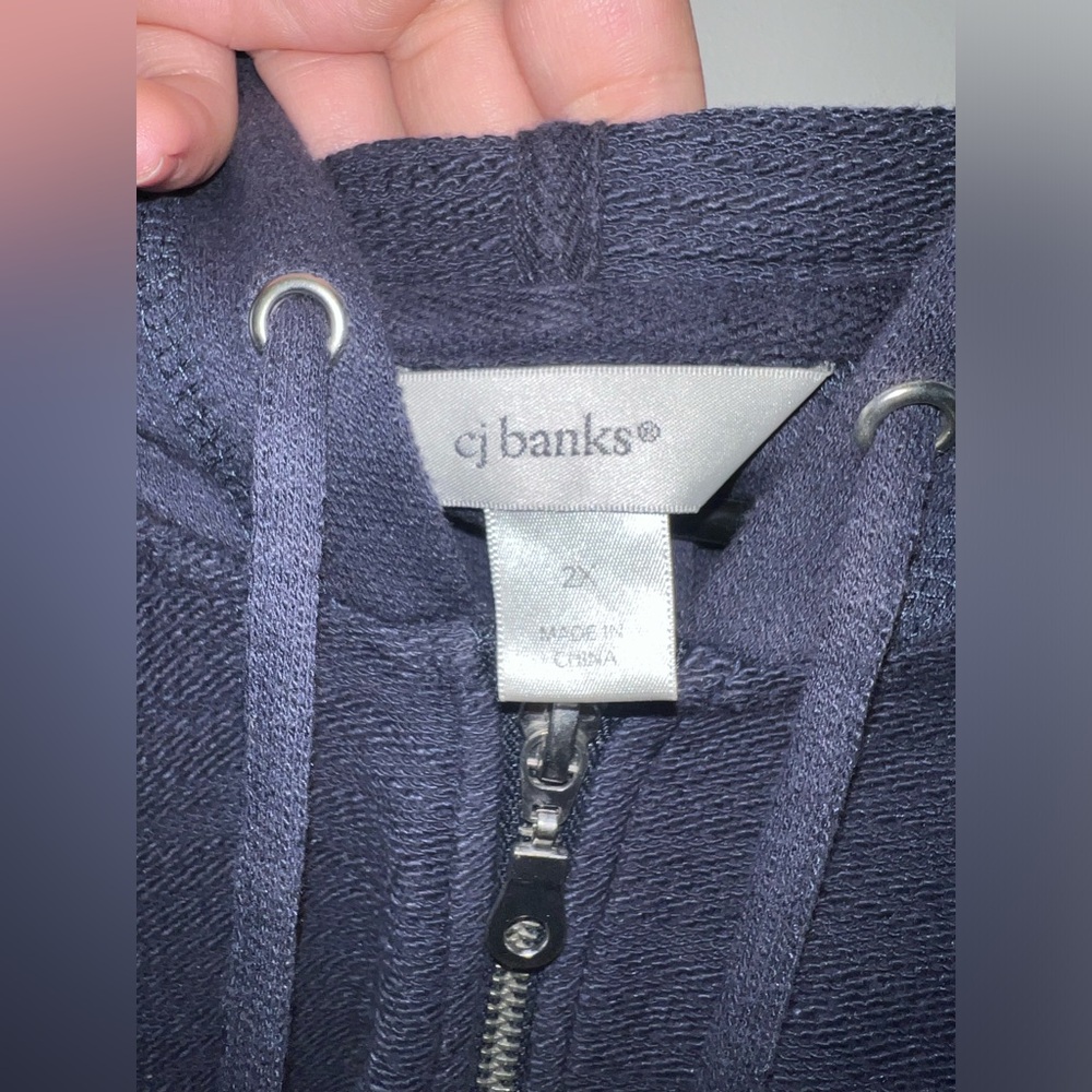 Cj Banks Women’s Navy Full Zip Hoodie Size 2X - Picture 3 of 4